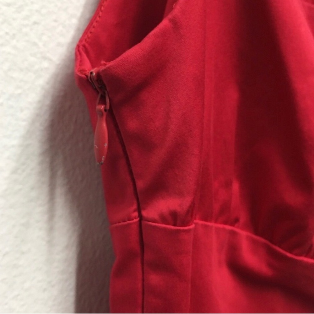 Moschino Side Bow Square Neck Dress 8 Red Italian Designer Chic Retro Classic - Picture 7 of 13